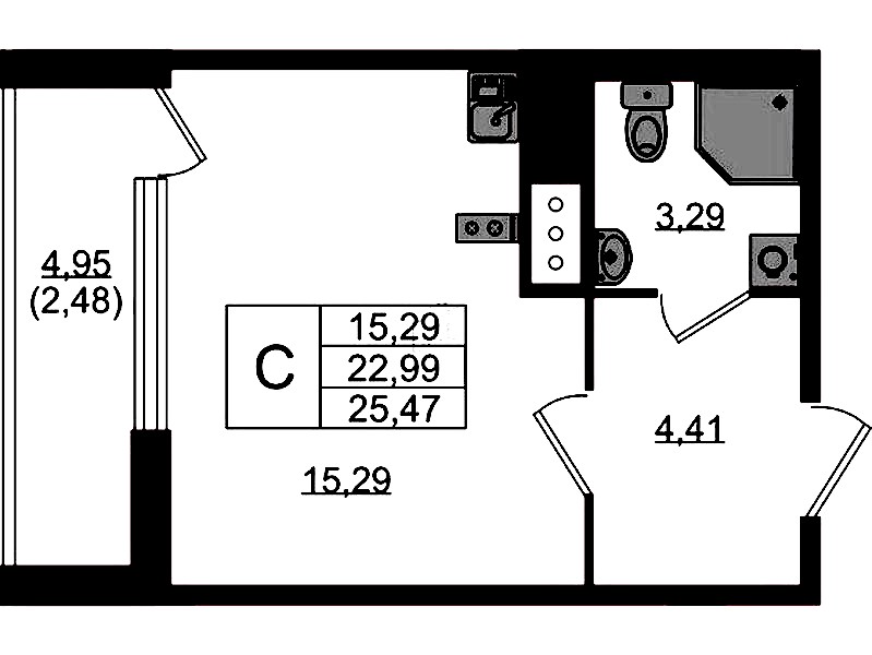 Квартира студия 25.47 м², 7/10 эт., ЖК «UP! Квартал Новый Московский»